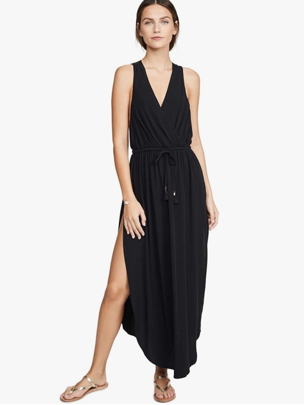 l*space Black Sleeveless V-Neck Swim Coverup Maxi Dress Size Small